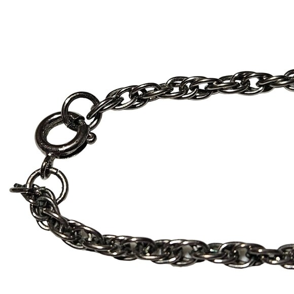 Vintage Elegant Crazy Lace Jasper Pendant Necklace Silver Tone Fashion Jewelry - Picture 4 of 6